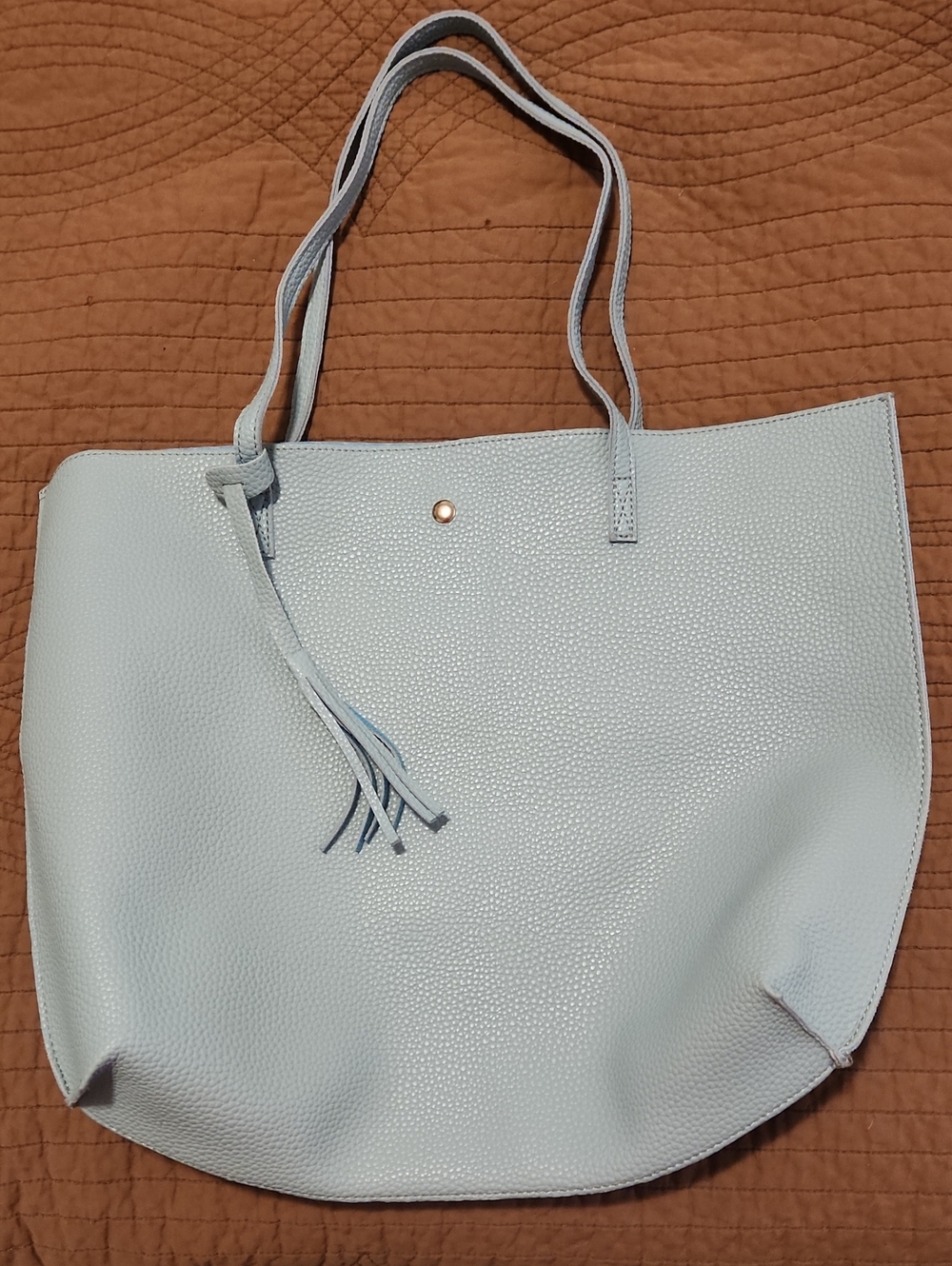 Light Blue Women's Tote Bag - Minimal Tassel Design